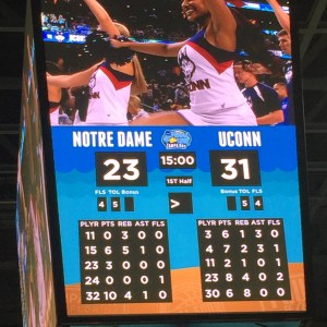 UConn was ahead at half time.
