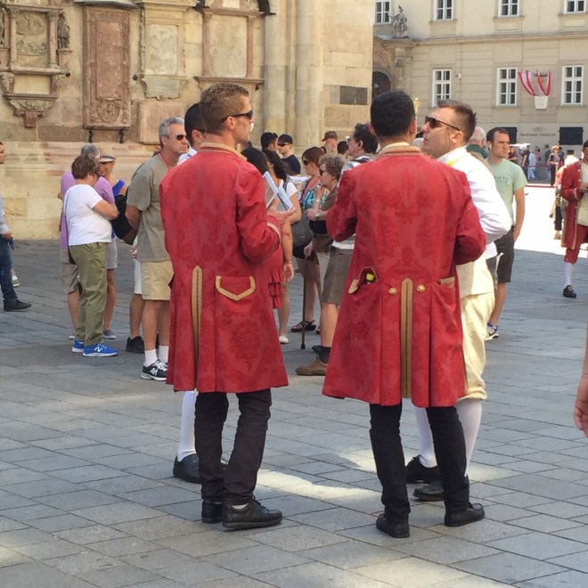 Ticket sellers in Mozart dress, Vienna