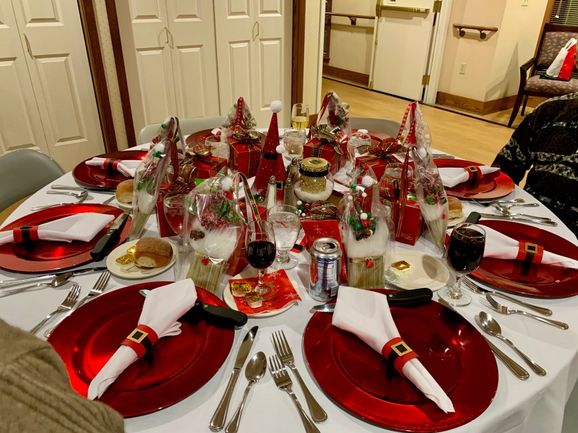 table with fancy holiday decorations