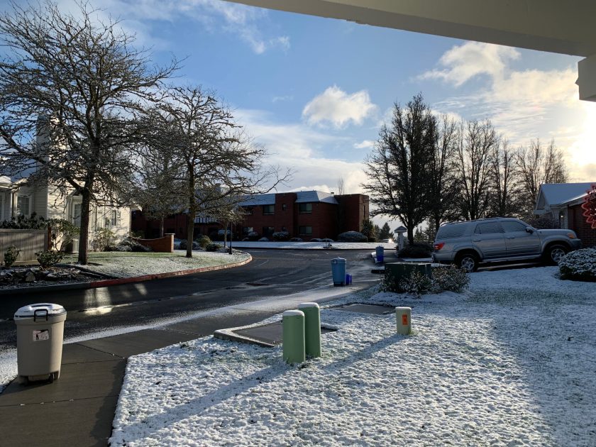 about 1/2 inch of snow, Tacoma, Washington, USA, January 14, 2020